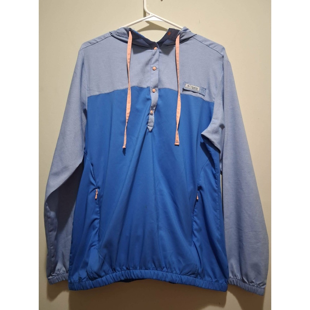 Columbia Wmn S/P Sportswear Blue Gray Pullover Hoodie Lightweight Active Jacket